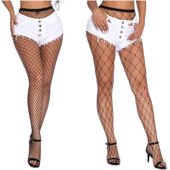 Accessories - 2 women's Fishnets Sparkly Tights High Waist Pantyhose